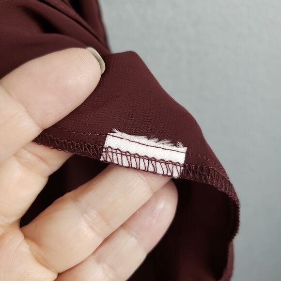 Lagenlook Asymmetrical Sheer Tunic Top Maroon Boho Flowy Romantic Women's XS - Picture 4 of 8